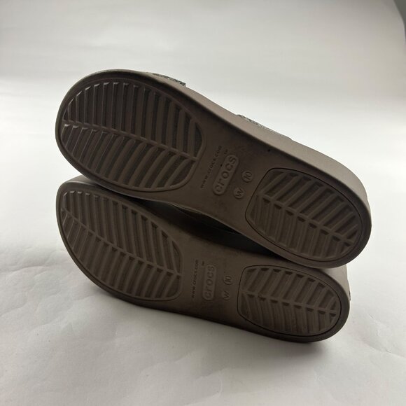 Crocs Beige Snake Print Brooklyn Mid Wedge Strappy Sandal W10 - Picture 7 of 7